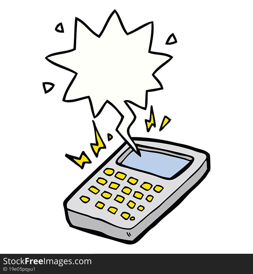 Cartoon Calculator And Speech Bubble