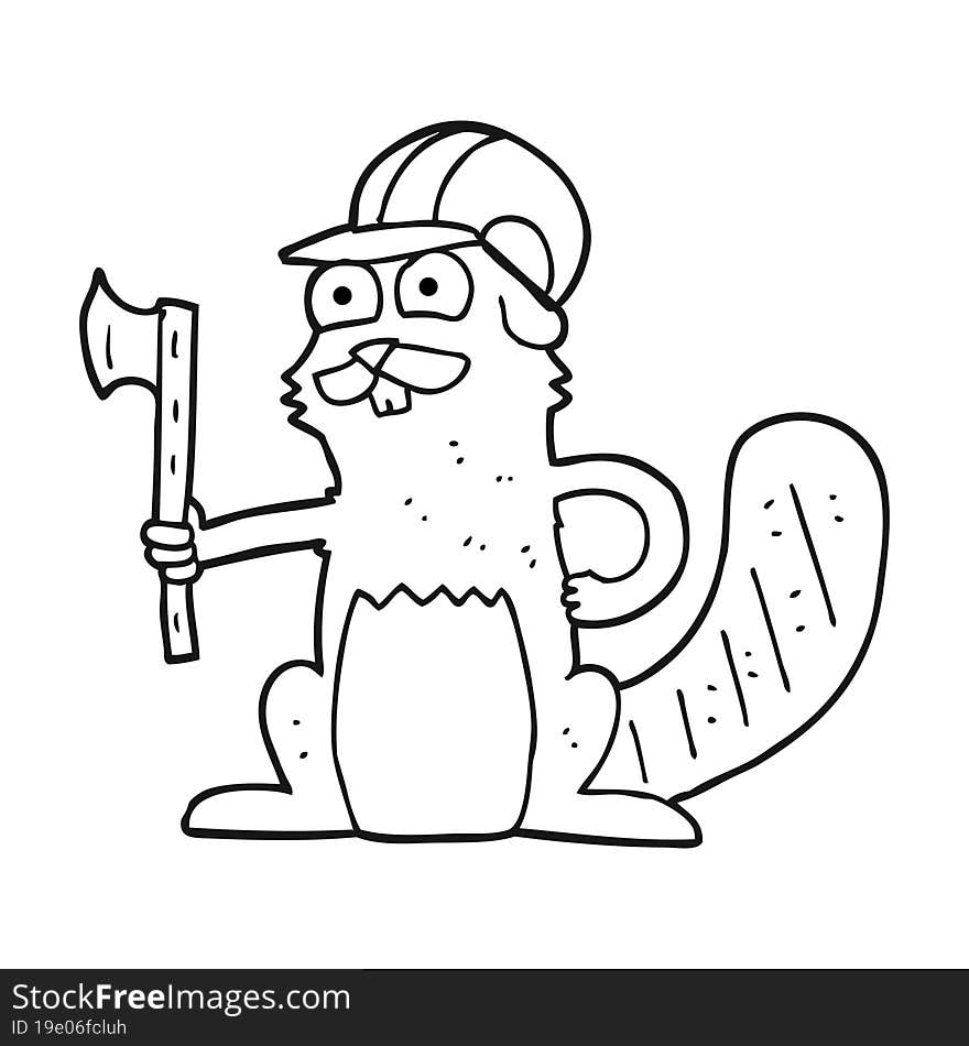 black and white cartoon beaver