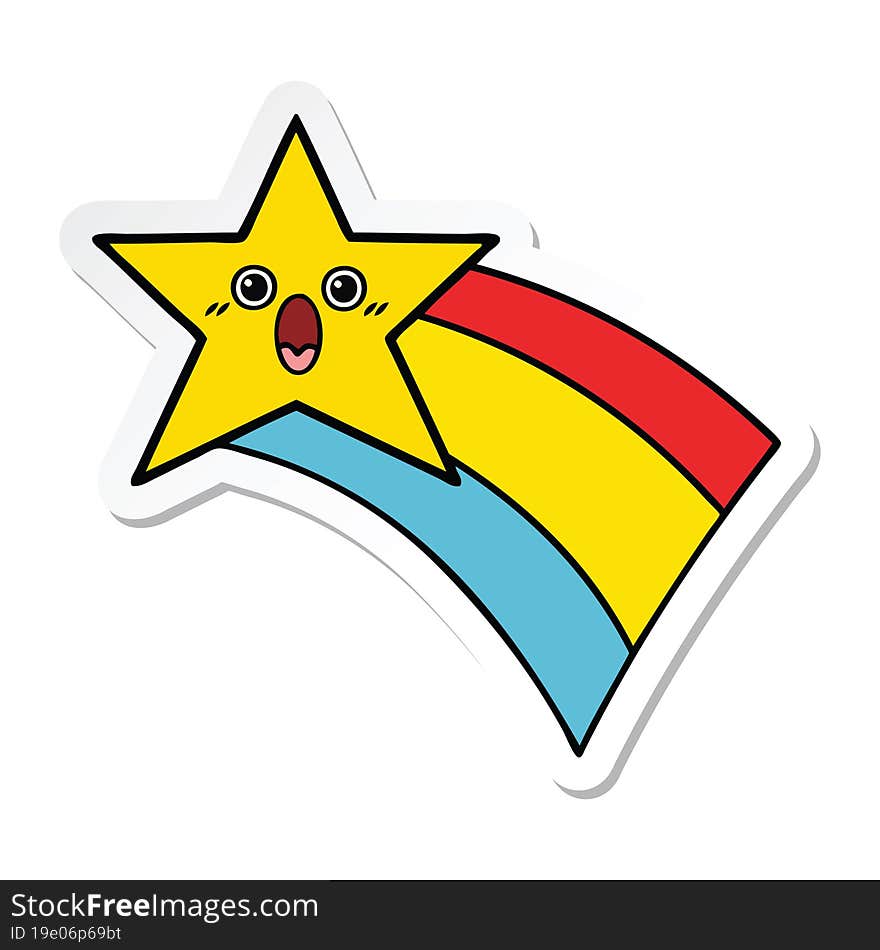 sticker of a cute cartoon shooting rainbow star