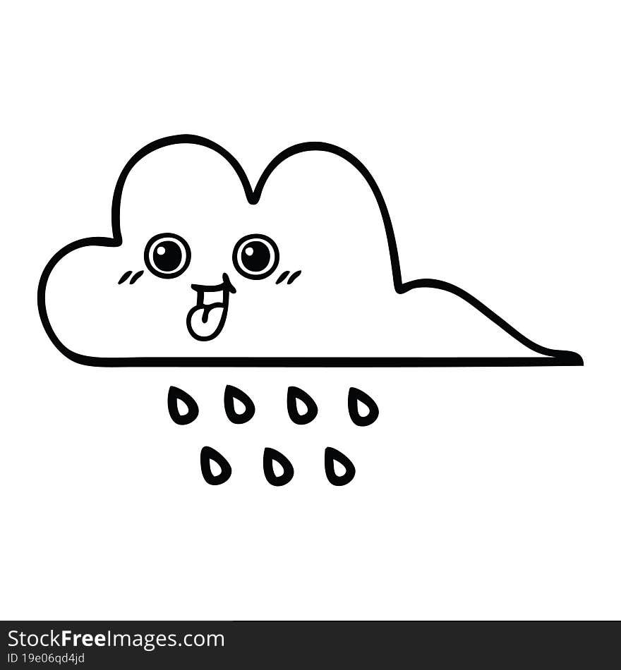 line drawing cartoon of a rain cloud