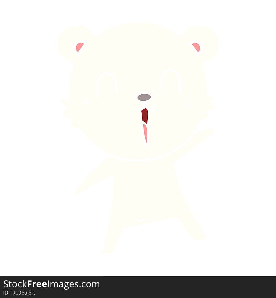 Happy Flat Color Style Cartoon Polar Bear