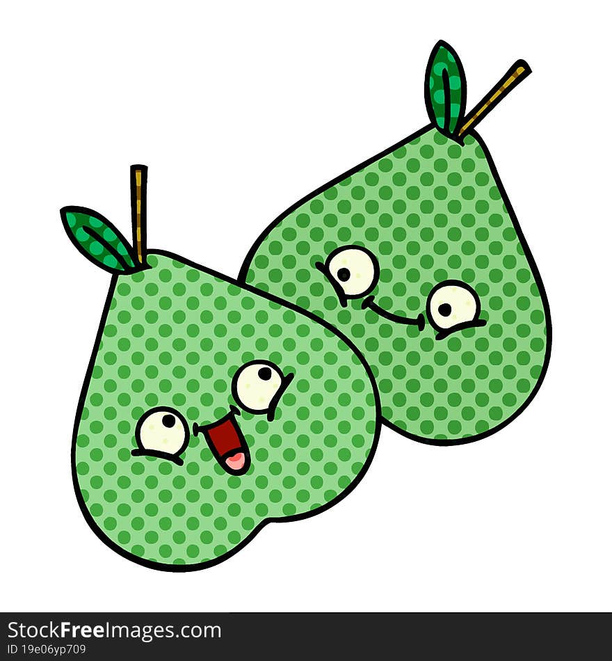 comic book style cartoon green pear