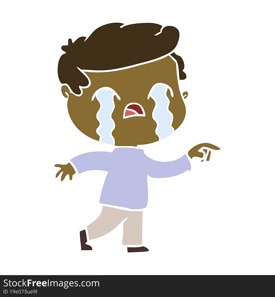 flat color style cartoon man crying