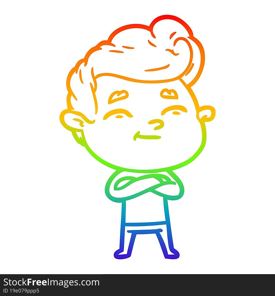 rainbow gradient line drawing happy cartoon man