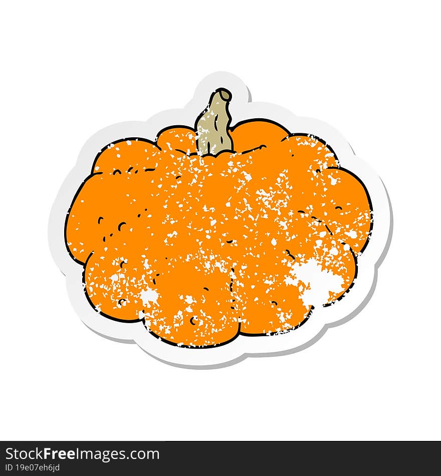 distressed sticker of a cartoon pumpkin