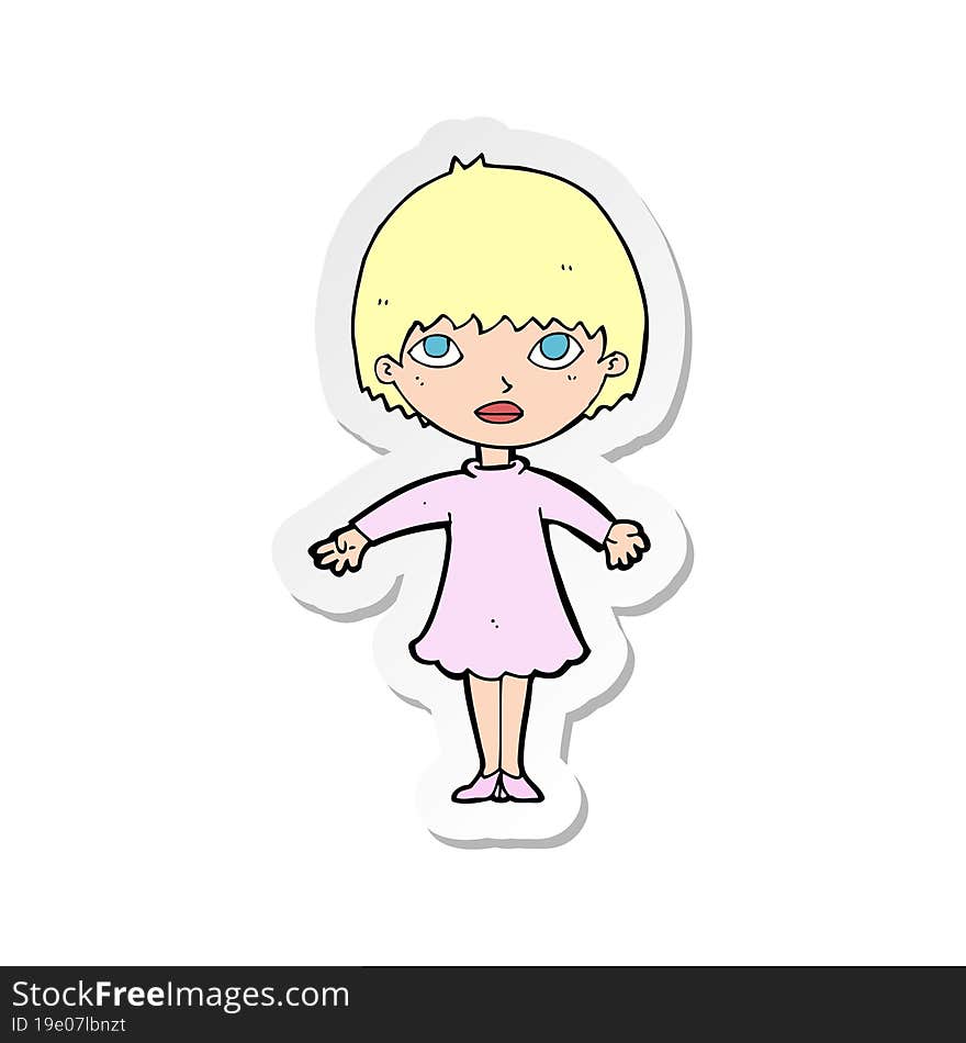 Sticker Of A Cartoon Woman In Dress