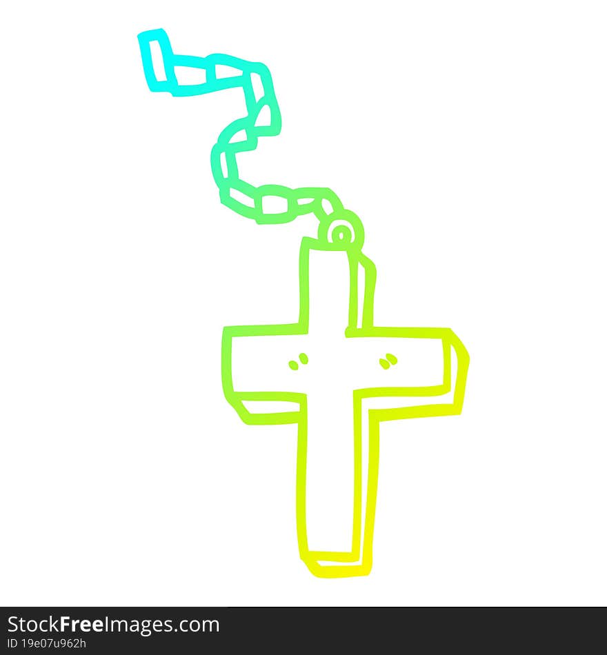 Cold Gradient Line Drawing Cartoon Metal Cross