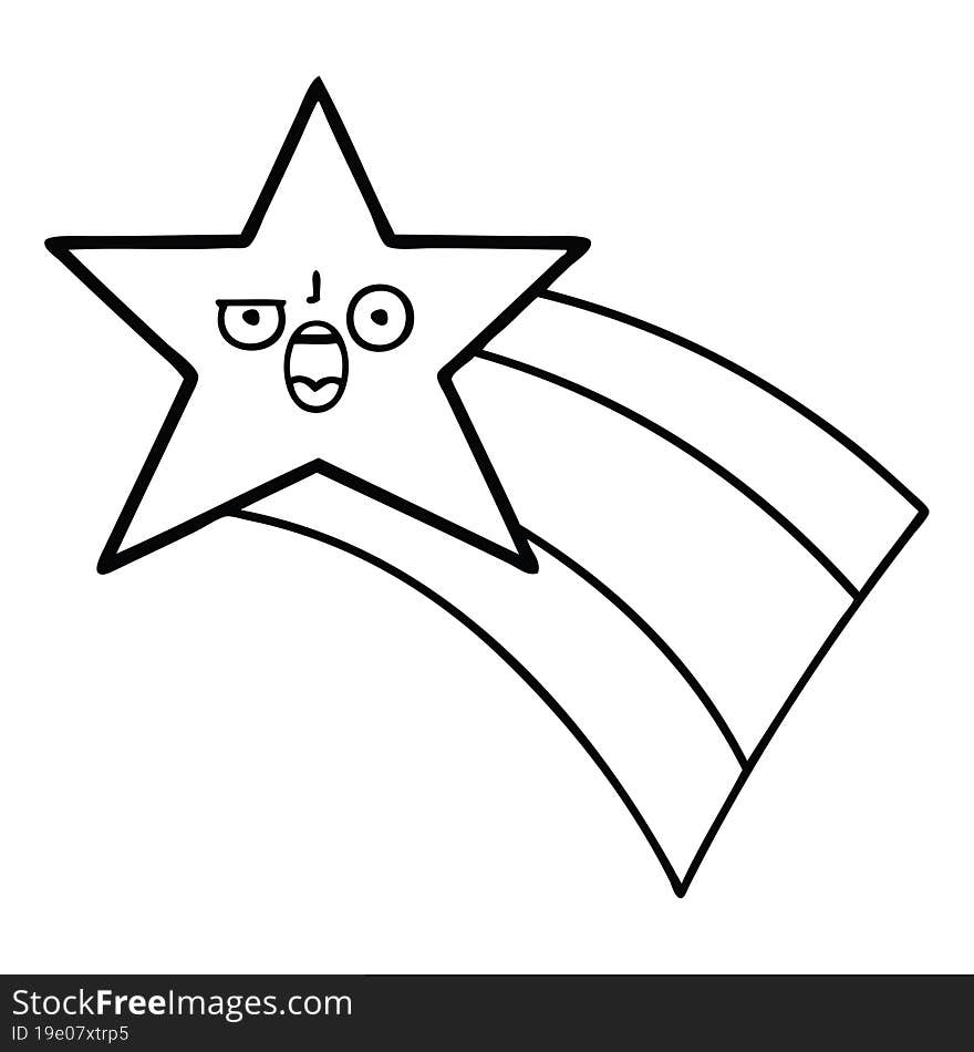 line drawing cartoon shooting rainbow star