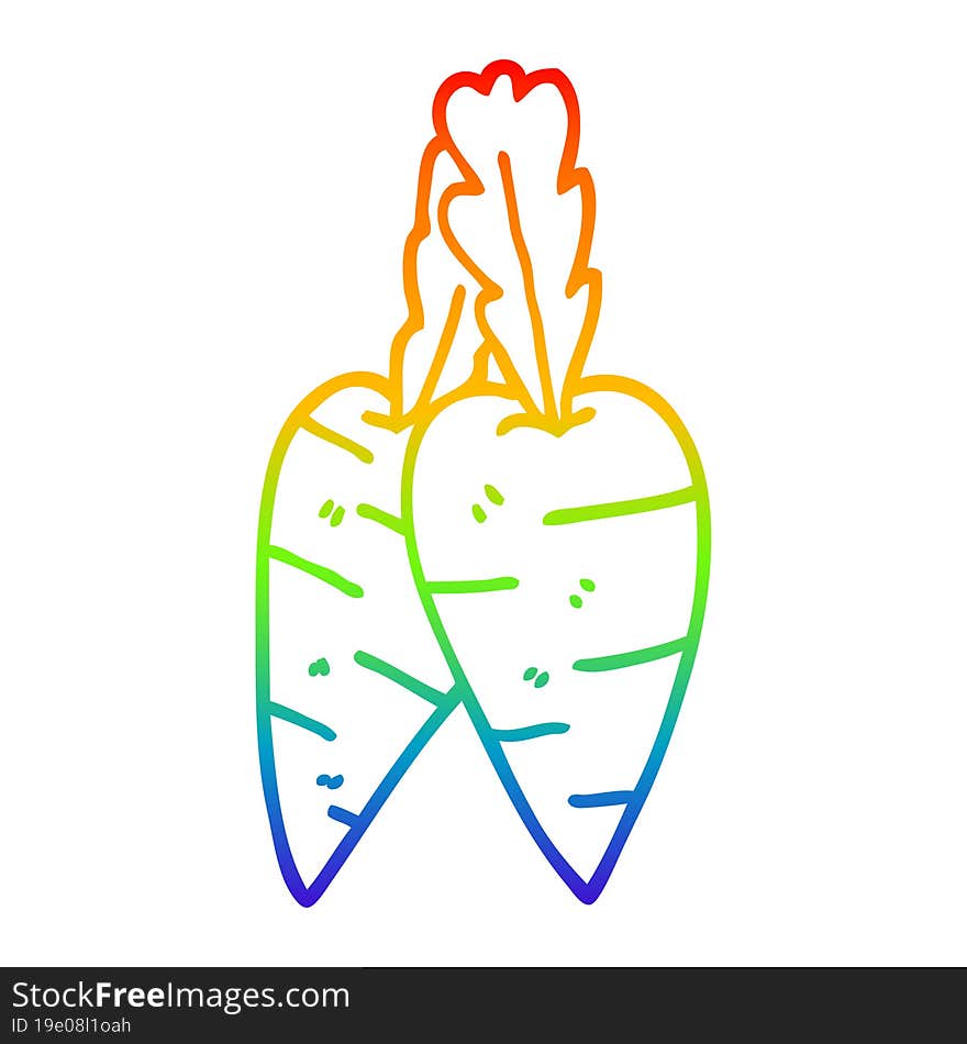 rainbow gradient line drawing cartoon organic carrots