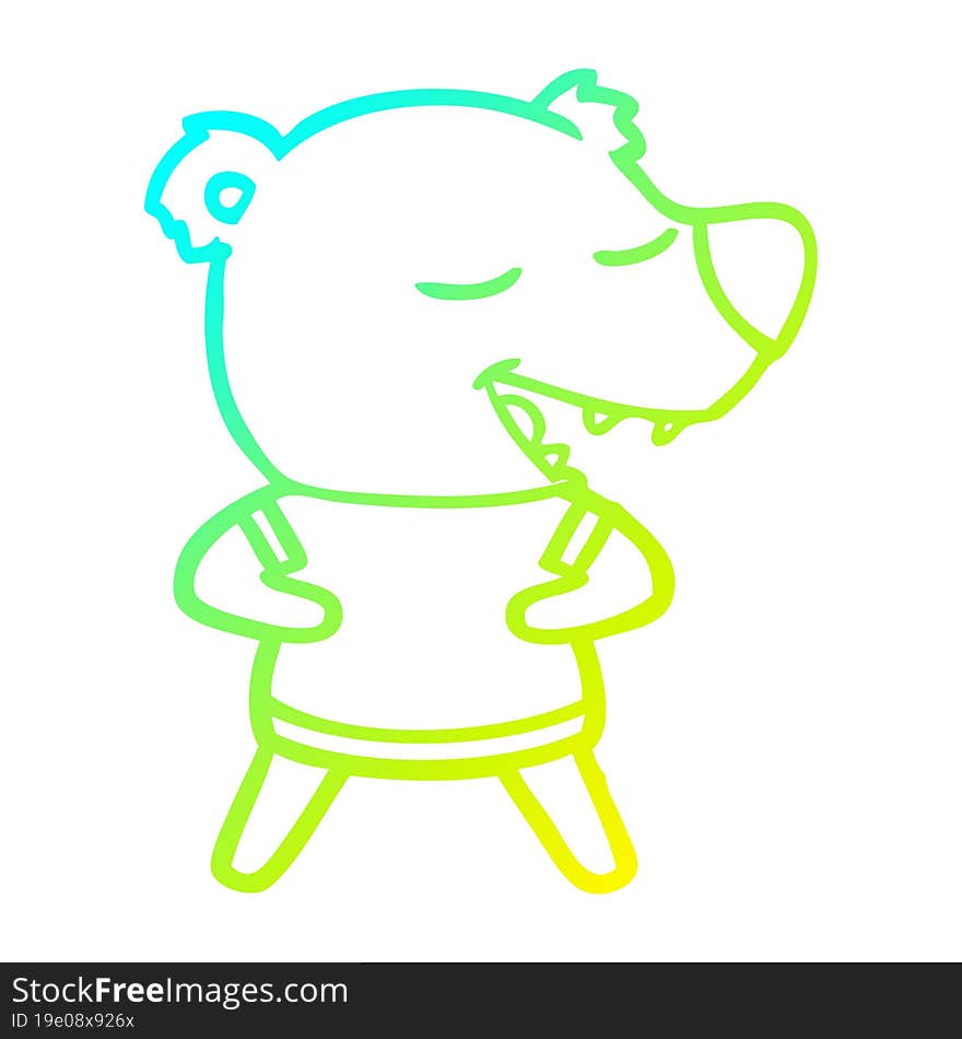 cold gradient line drawing cartoon bear