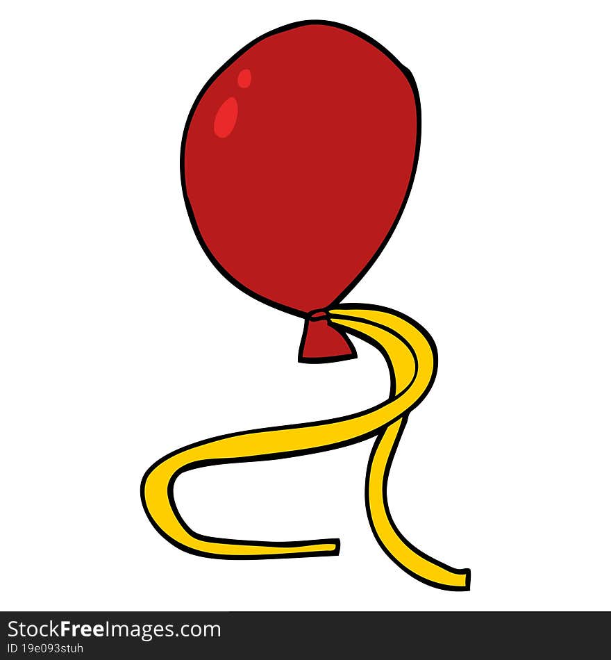 cartoon doodle red balloon