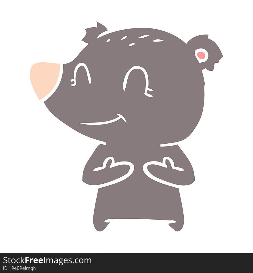 friendly bear flat color style cartoon