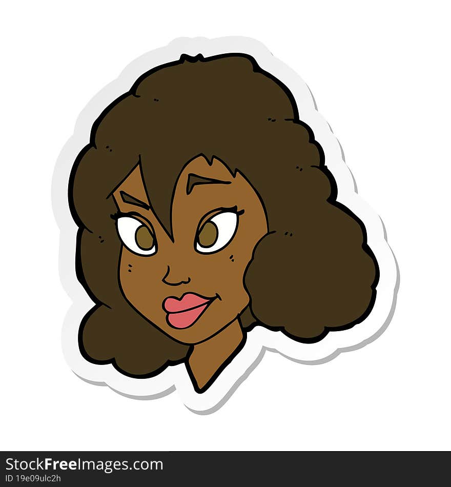 sticker of a cartoon pretty woman