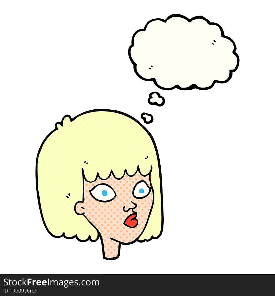 Thought Bubble Cartoon Female Face