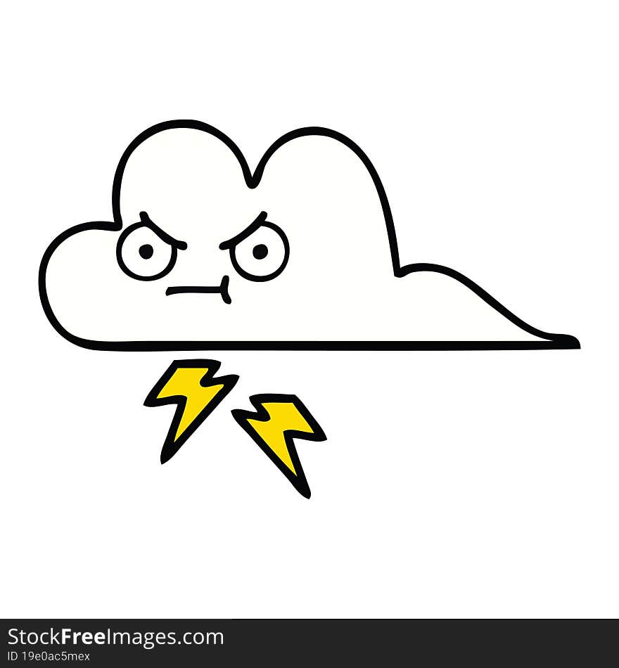 cute cartoon of a thunder cloud. cute cartoon of a thunder cloud