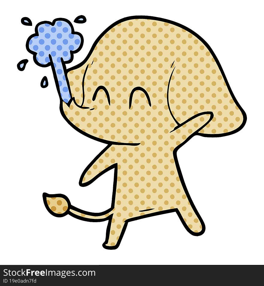 cute cartoon elephant spouting water. cute cartoon elephant spouting water