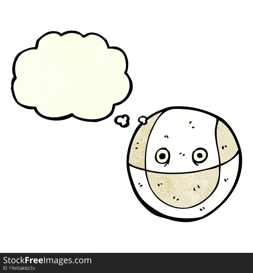 cartoon ball with thought bubble