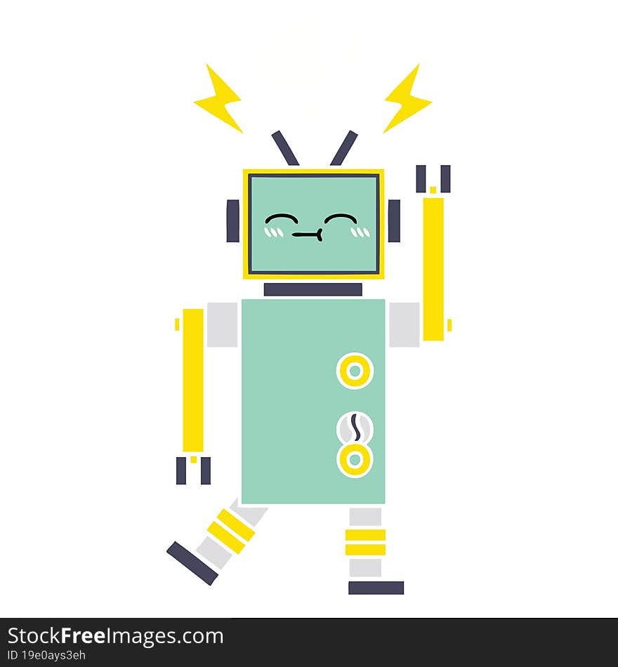 Flat Color Retro Cartoon Robot