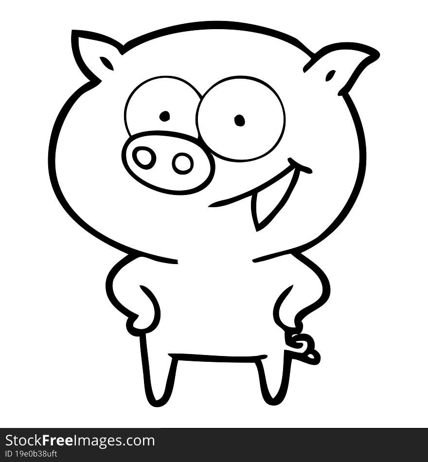 cheerful pig cartoon. cheerful pig cartoon