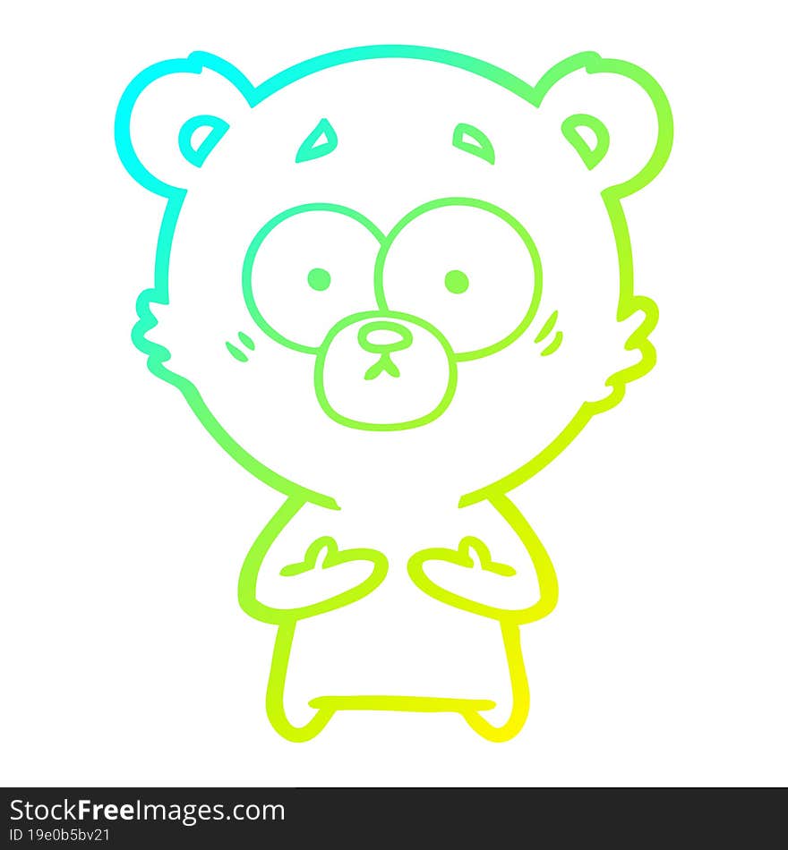 cold gradient line drawing surprised bear cartoon