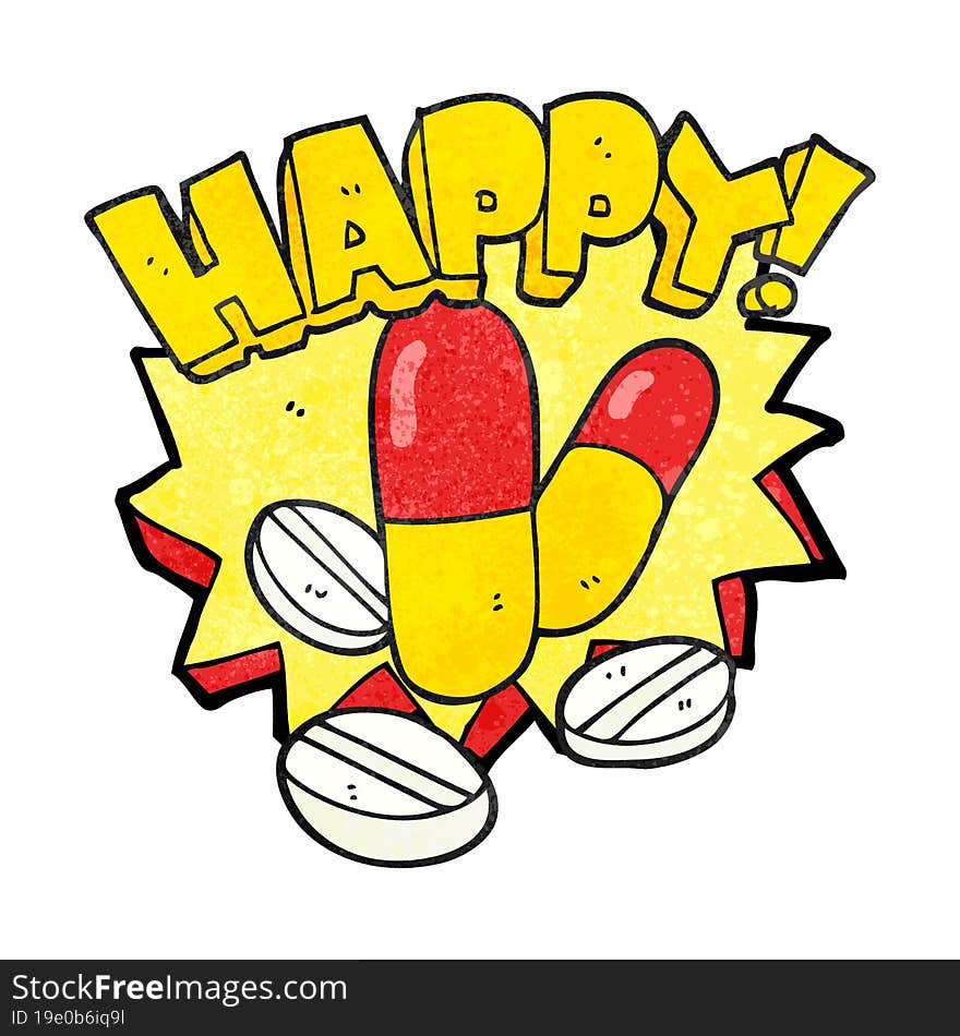 Textured Cartoon Happy Pills