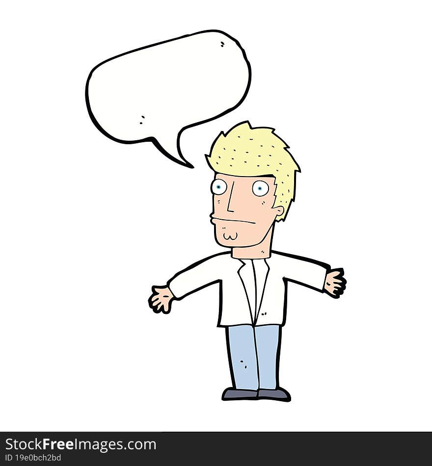 cartoon confused man with speech bubble