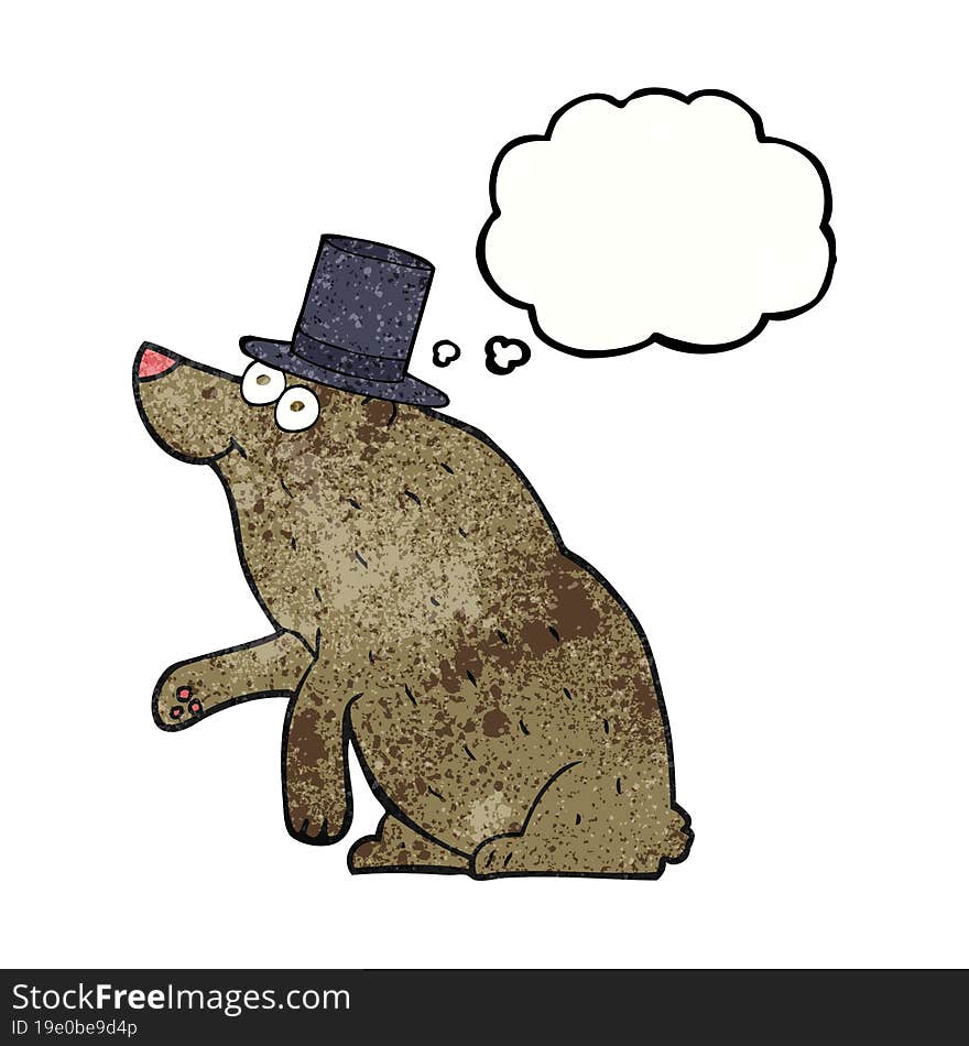 Thought Bubble Textured Cartoon Bear In Top Hat