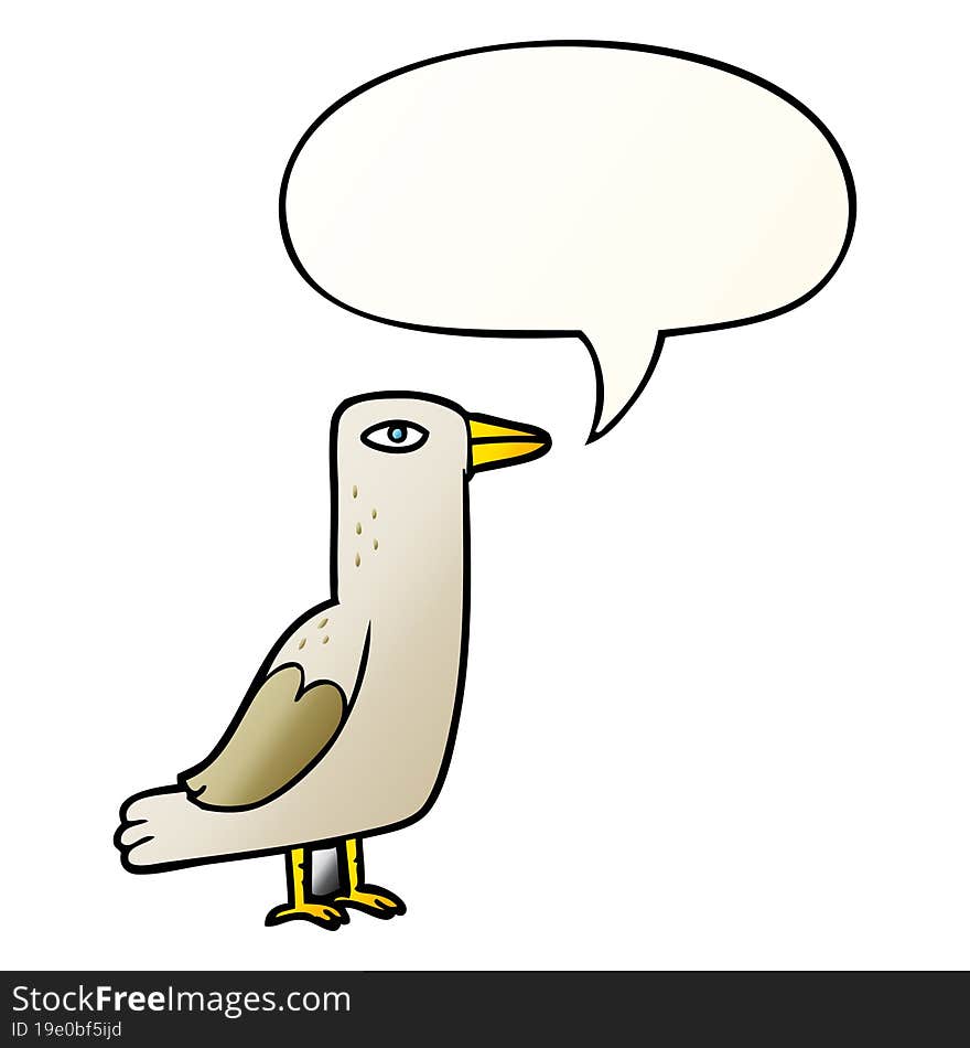 cartoon bird with speech bubble in smooth gradient style