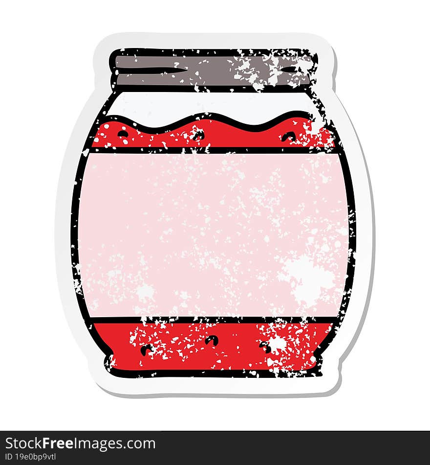 hand drawn distressed sticker cartoon doodle of a strawberry jam