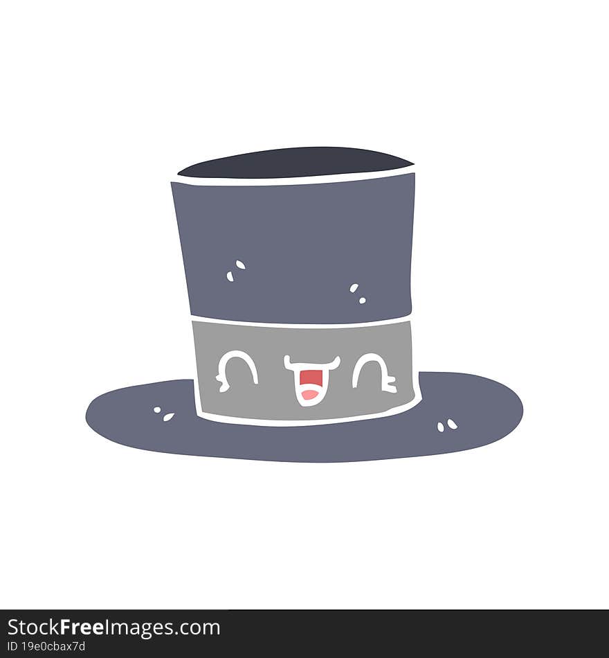 Flat Color Style Cartoon Top Hat