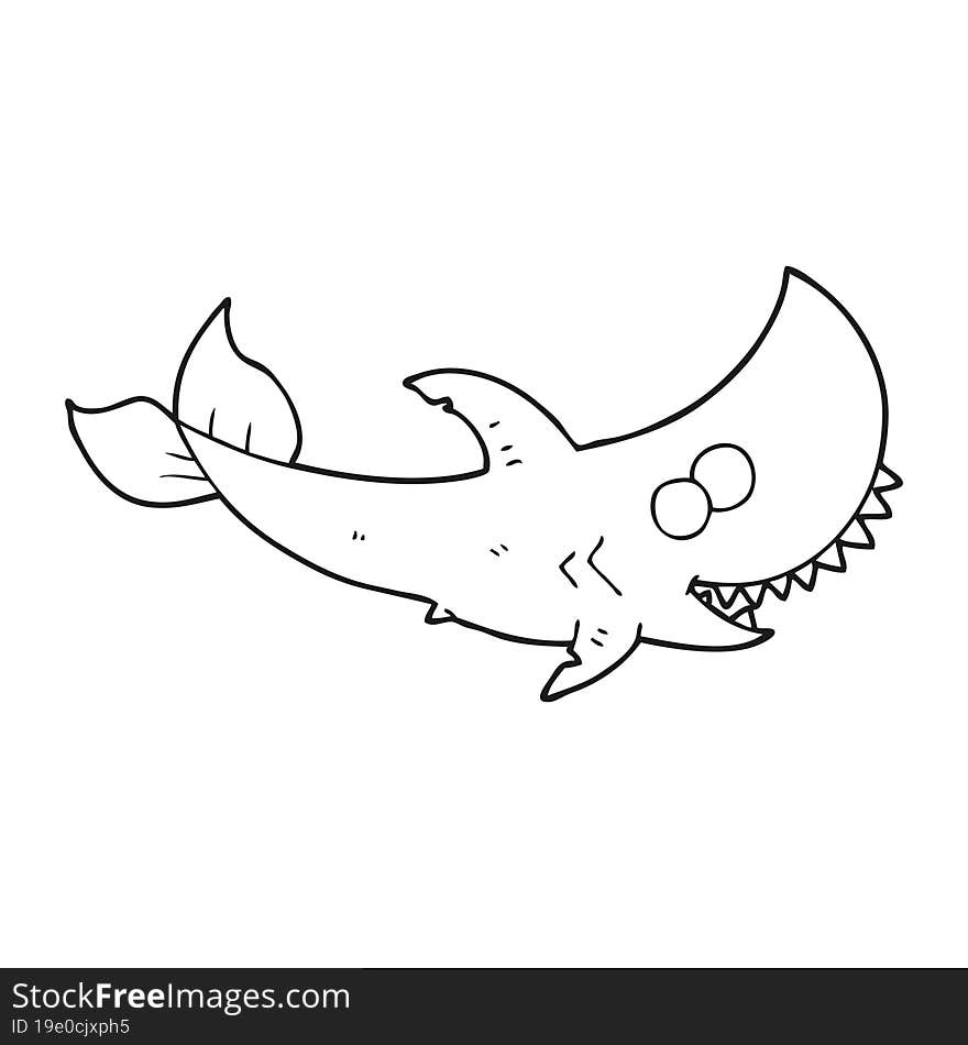 black and white cartoon shark