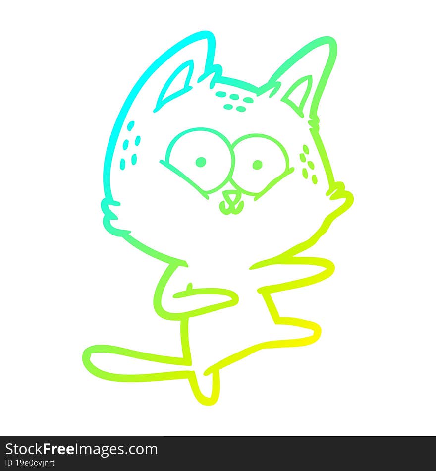 cold gradient line drawing cartoon cat dancing