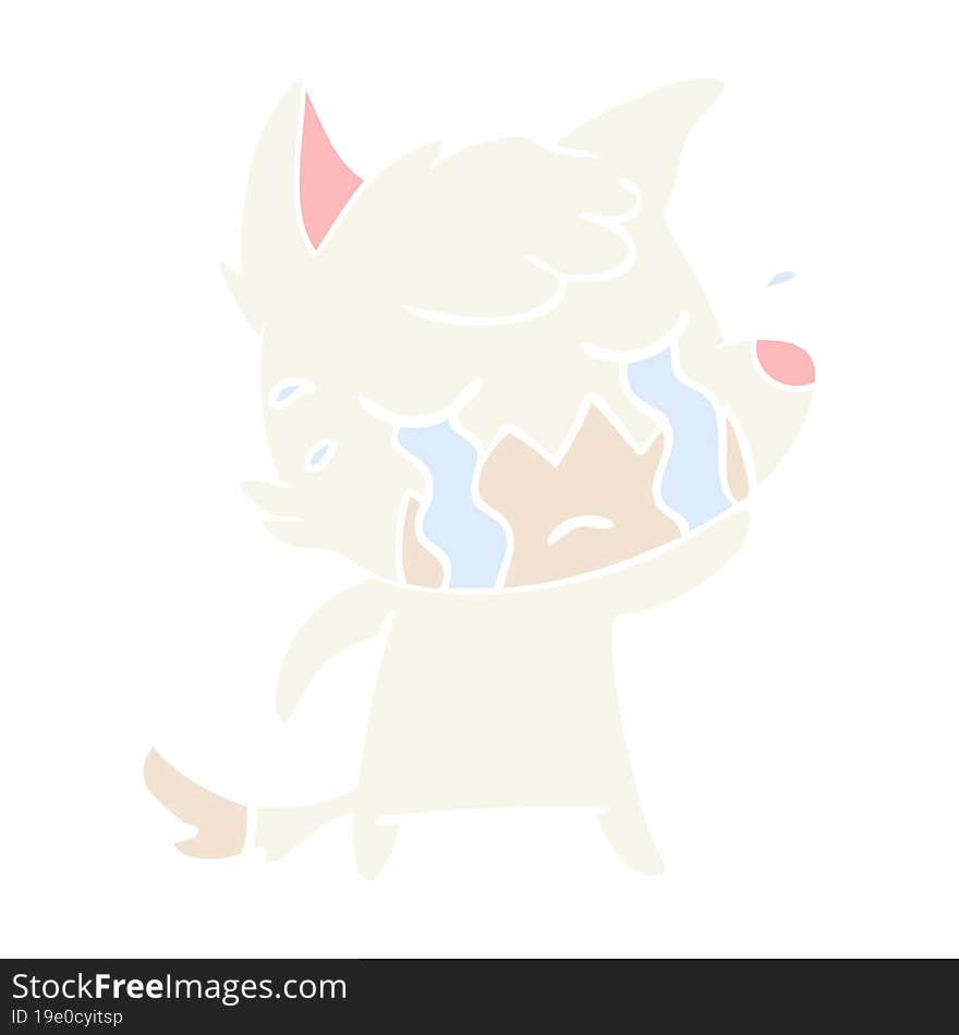 Crying Fox Flat Color Style Cartoon