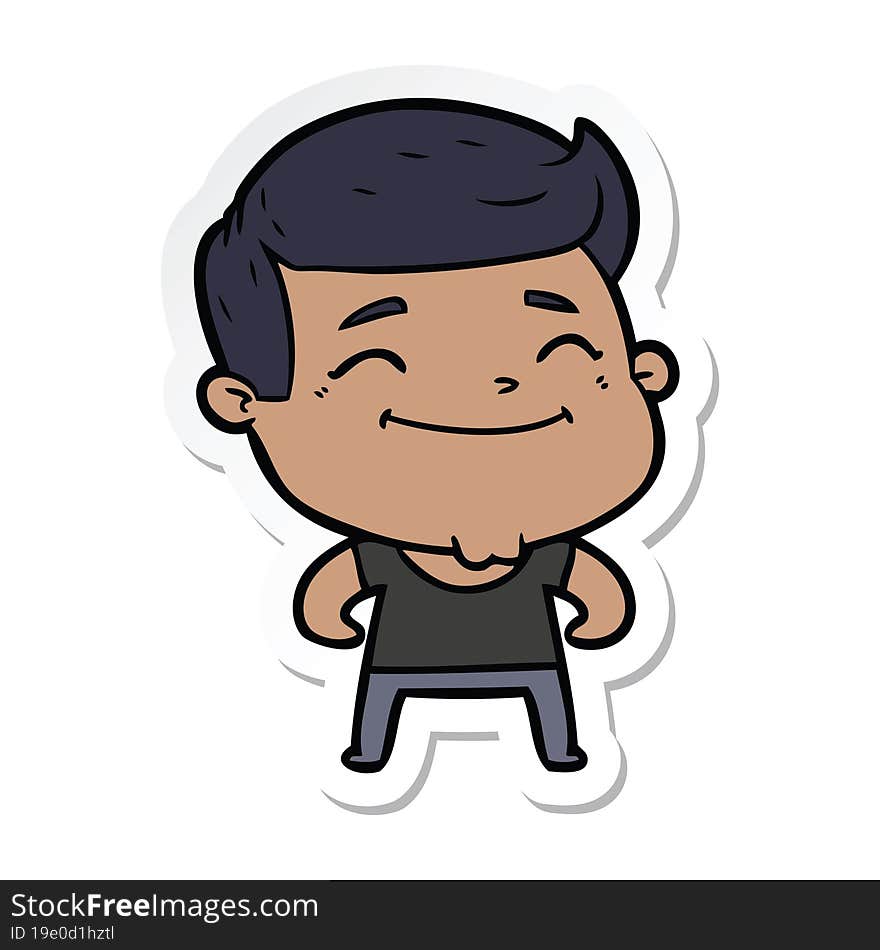 sticker of a happy cartoon fashion man