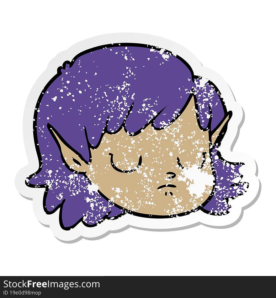 distressed sticker of a cartoon elf girl