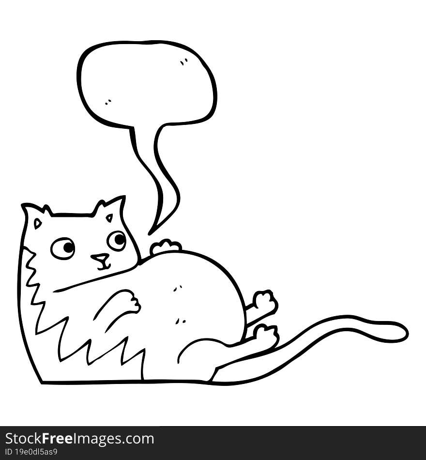 freehand drawn speech bubble cartoon fat cat