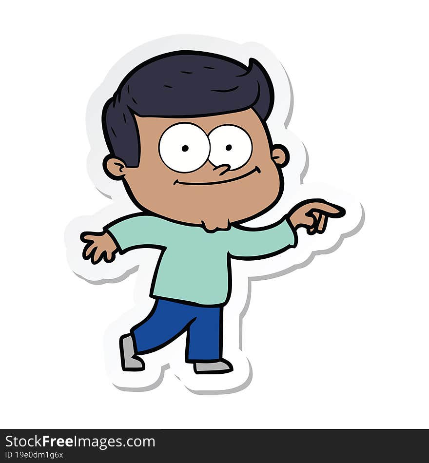 sticker of a cartoon happy man