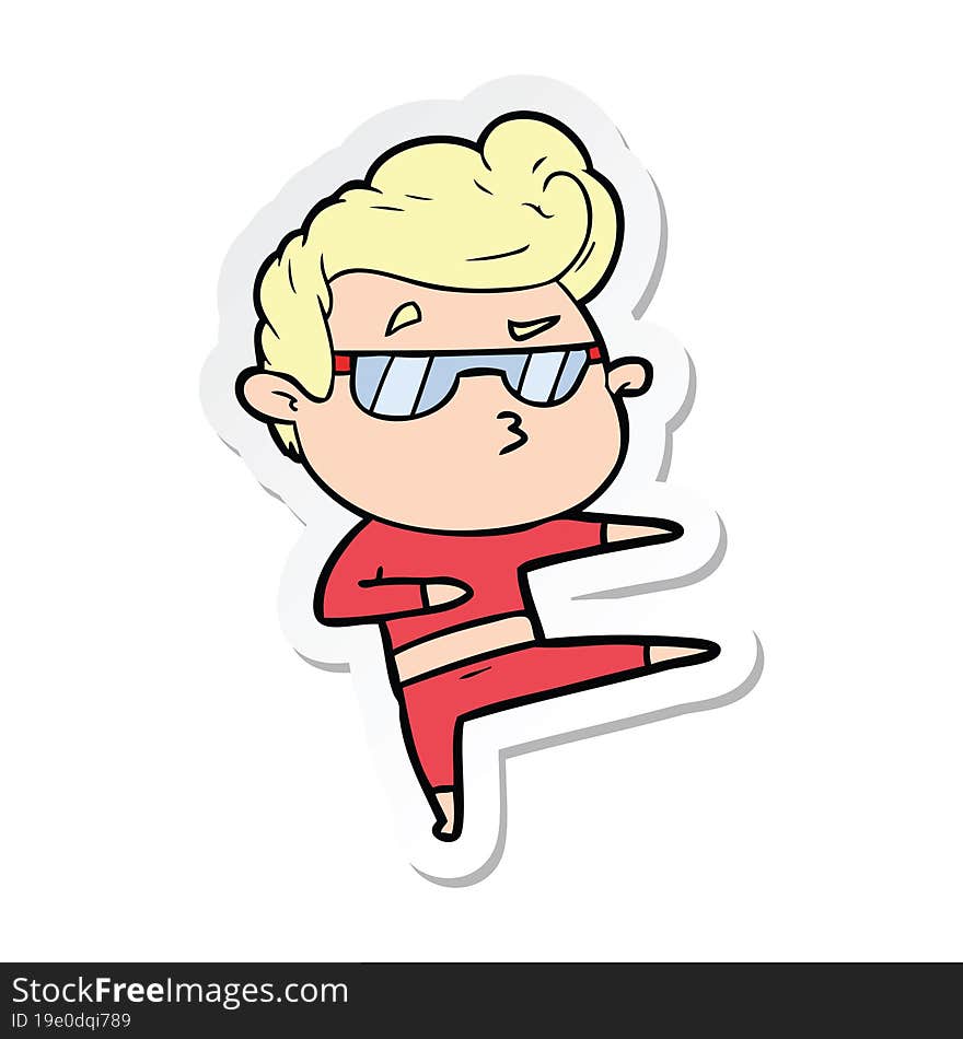 sticker of a cartoon cool guy