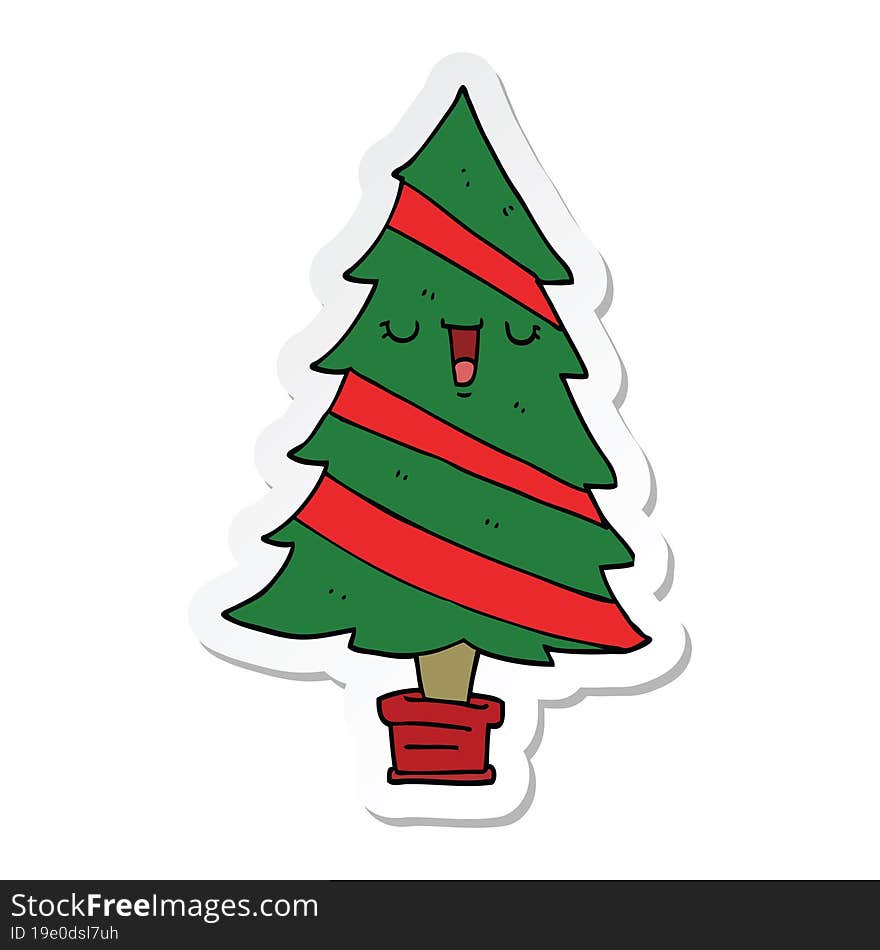 sticker of a cartoon christmas tree