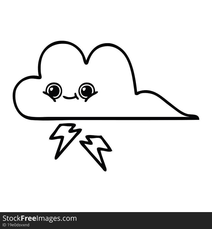 line drawing cartoon storm cloud