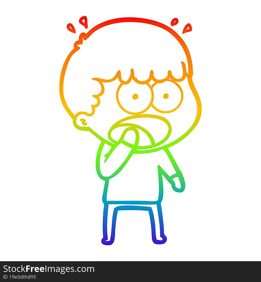 rainbow gradient line drawing cartoon shocked man