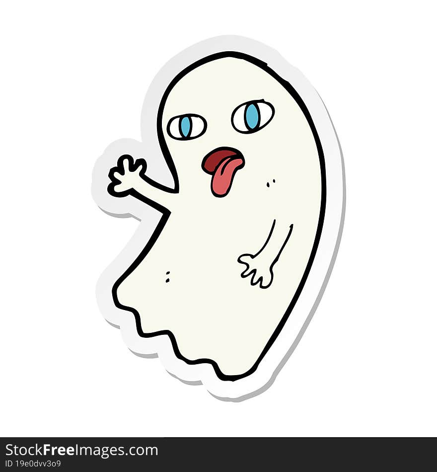 sticker of a funny cartoon ghost