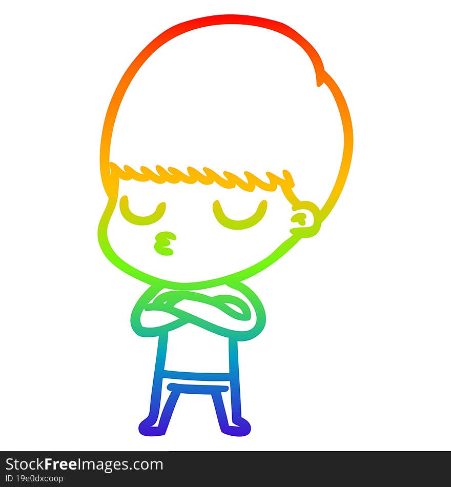 rainbow gradient line drawing cartoon calm boy