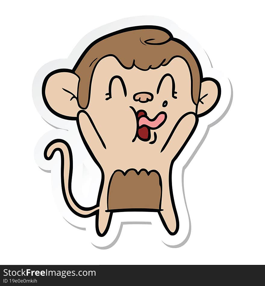 sticker of a crazy cartoon monkey