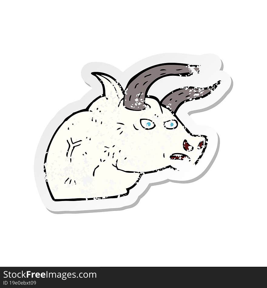 retro distressed sticker of a cartoon angry bull head