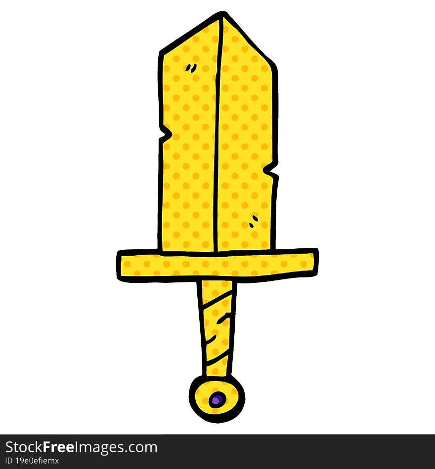 Cartoon Doodle Golden Dagger