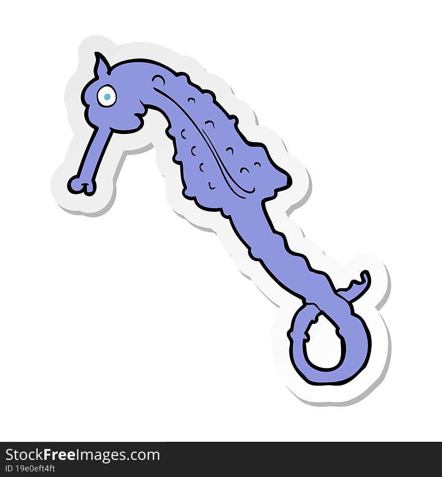 Sticker Of A Cartoon Sea Horse