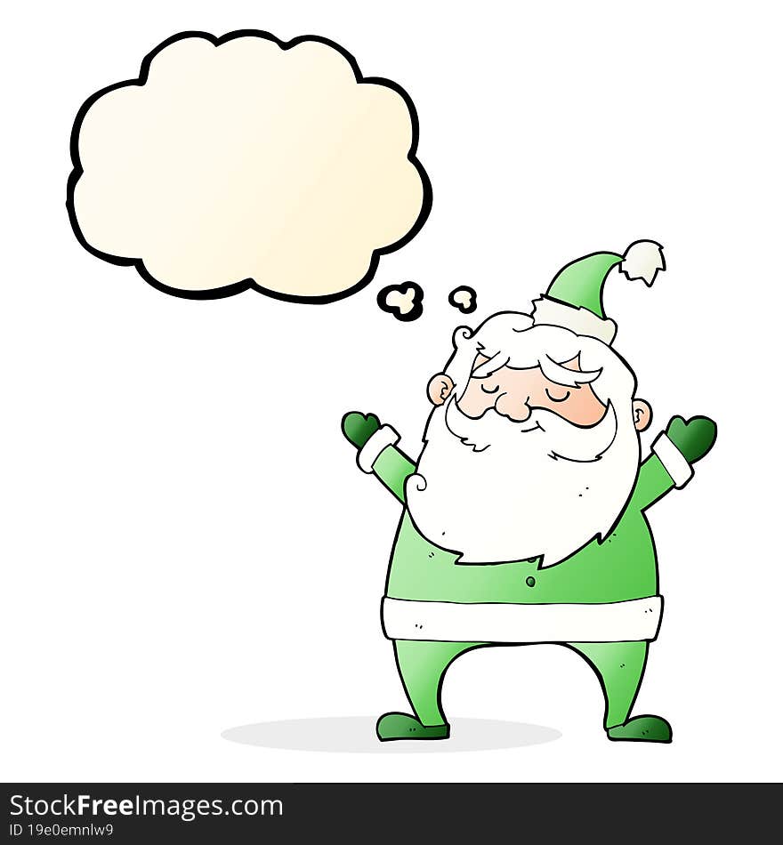 Jolly Santa Cartoon With Thought Bubble