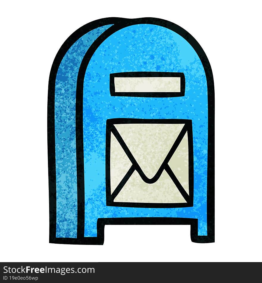 Retro Grunge Texture Cartoon Mail Box