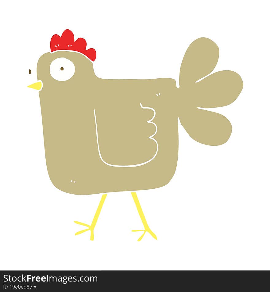 Flat Color Illustration Of A Cartoon Chicken